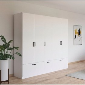 Resim Alev Giyinme Dolabı - Çok Amaçlı Dolap - Gardırop 225 Cm-5 Kapaklı-3 Çekmeceli 