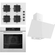 Resim Ferre FLOWART Serisi Beyaz Set (SS206 + QBL63CB +D078 ) - Emaye Izgara 