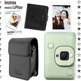 Resim Fujifilm Instax Mini LiPlay Hybrid Matcha Green Fotoğraf Makinesi ve 10'lu Film Seti 