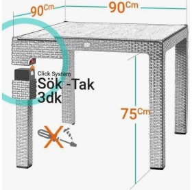Resim Yonga concept 90X90 Plastik Masa, Bahçe Balkon ve Teras Masası Kare Dış Mekan Masası 