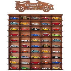 Resim Woodbu Ahşap Hobi Araba Rafı Ceviz 50 Araçlık (KİŞİYE ÖZEL ISİMLİ) 