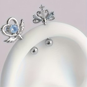 Resim 1 Adet Paslanmaz Çelik Kalp Kanat Peri Kulak Kemiği Küpe - Kadınlar için Vücut Piercing Aleti ve Aksesuarı 