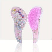 Resim 1 adet Sevimli Karikatür Unicorn Saç Fırçası, Anti-Stat Detangling Masaj Tarak, Normal Saçlar için, ABS Plastik, Plastik Kıllar, Islak ve Kuru Kullanım, Taşınabilir Tasarım, Saç Bakımı Aksesuarı | Eğlenceli Tasarım | Dayanıklı Tarak, Saç Fırçası Stil için 