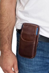 Resim Lederax Hakiki Deri Telefon Bölmeli Bel Ve Göğüs Çantası 