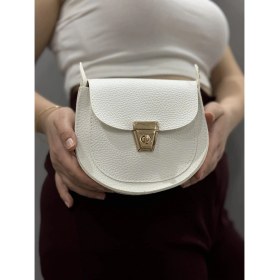 Resim Klasik Kapaklı Beyaz Cilt Çanta 