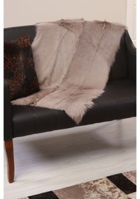 Resim Bej Deri Koltuk Şalı 70X140 