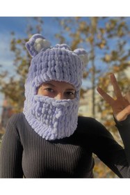 Resim Novaglow Hayvan Figürlü Şapka Puffy Bere Kar Maskesi Kayak&snowboard Balaclava Örgü Bere Örgü Şapka 
