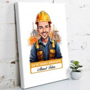 Resim Karikatürlü En Başarılı Erkek İnşaat Mühendisi Kanvas Tablo 