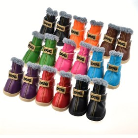 Resim Küçük Köpekler İçin Kışlık Köpek Botları - Kaymaz, Sıcak Tutacak, Kapanışlı Evcil Hayvan Ayakkabıları, Kırmızı, Yeşil, Mavi, Siyah, Kahverengi, Pembe, Mor Renklerde Suni Deri Botlar - Pomeranlar, Chihuahua, Shih Tzu'lar İçin Soğuk Hava Koruması - Kolay Giyilebilir & Dayanıklı Dış Mekan Yürüyüş Botu 