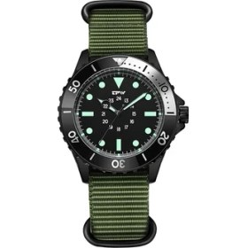 Resim Hanyang Yeşil Nato Dalgıç Tarzı Saat Döner Çerçeve Kumaş Kayış 40MM Siyah Kadran 24 Saat Ekran (Yurt Dışından) 
