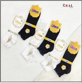 Resim Kral Socks Kadın Bambu Çorap 6 Çift Fırfırlı Patik Kadın Çorap Siyah Beyaz 