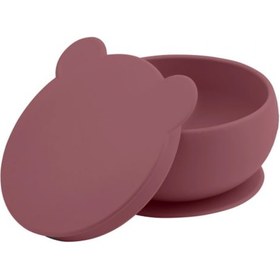 Resim Oioi Silikon Vakum Tabanlı Kapaklı Kase Bordo 