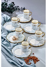 Resim Carmen 6 Kişilik Porselen Desenli Çay Fincan Takımı - Mavi 