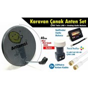 Resim Antenci 40cm Delikli Karavan Çanak Anten Seti Çiftli Lnb Analog Uydu Bulucu 