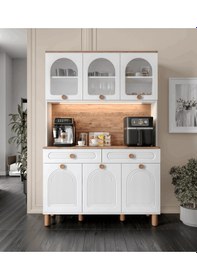 Resim Rosa Kahve Köşesi - 140 Cm Mdf Mutfak Dolabı - Led Aydınlatmalı - 