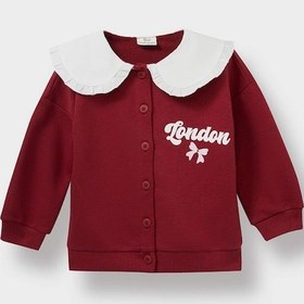 Resim Defacto Kız Bebek Büyük Yaka Baskılı Düğmeli Hırka F3756a525aubr285 Bordo 