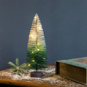 Resim Magicledcorner Yeşil Beyaz Çam Ağacı LED Işıklı Dekor 