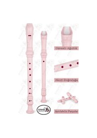 Resim Flüt Blok 1 Adet Helvacıoğlu Renkli Blok Flüt Abs Plastik 3 Parça Kaliteli Net Ve Yüksek Ses Kalitesi Fülüt Açık Pembe 