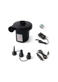 Resim Folinda 12v Araç Ve Ev Kullanıma Uygun 2 Fonksiyonlu Hızlı Şişirici/boşaltıcı Pompa, 3 Farklı Nozzle, Abs Malzeme, 100-220v Eu/abd Adaptörü İle 