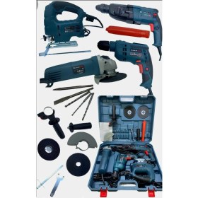 Resim Elektrikli 4 lü Makine Seti Kırıcı Delici, 13mm Darbeli Vidalama Matkap, 125mm Avuç Taşlama, Dekupaj Testere EEA416 ..... 