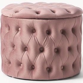 Resim Cara Kapitone Sandık Puf Pembe 