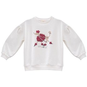 Resim Mininio Kız Bebek Sim Baskılı Sweatshirt - Skasar Ekru 