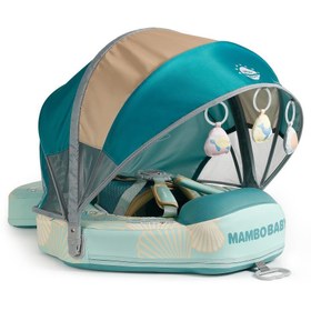Resim Mambobaby Yüzme Simidi - Green Seashell, Emniyetli, Gölgelikli ve Ayak Destekli 