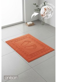 Resim Kiremit Greek Ayak Havlusu - 50x70 Cm, 245 Gr, %100 Pamuk, Spa Ve Otel Banyo Paspası, Günlük Kullanıma Uygun Kırmızı 