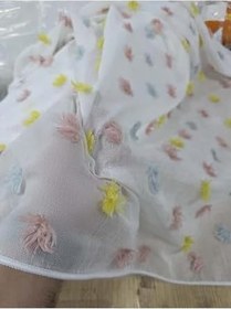 Resim Tül Arya Yeni Sezon Renkli Ponpon Pufy Foldet Keten Püsküllü Kırışmaz Çocuk Odası Pileli,Kırık Beyaz 380 X 170 