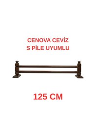 Resim Cenova S Pile Ve Perde Düğmesi Uyumlu Çetray Çift Raylı Modern Ahşap Rustik Ceviz 125 Cm Ceviz 