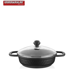 Resim Motto 22 Cm Basık Tencere Granit Döküm Siyah 