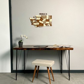 Resim Washington Ahşap Duvar Haritası - Ahşap Duvar Dekoru 3D ve Çok Renkli - 60x33 cm 