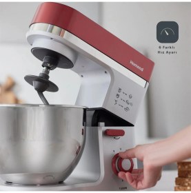 Resim Stand Mikser Hamur Yoğurma Makinesi Profashion 3012H Stand Mikser Kırmızı Silver 
