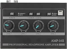 Resim 4 Kanal Kulaklık Amplifikatörü, 5 Düğme, Stereo Audiophile Preamplifikatör, 12V 1.5A Adaptörlü, Ultra Kompakt Kulaklık Amplifikatör Sistemi, Sahne, Stüdyo Performansları Için (Avrupa düzenlemeleri) 