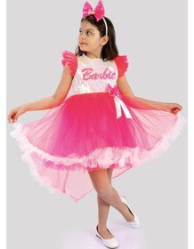 Resim Beyaz Barbie Ponpon Kuyruk Etekli Barbie Taçlı Kız Çocuk Doğum Günü Parti Elbisesi-beyaz Beyaz 