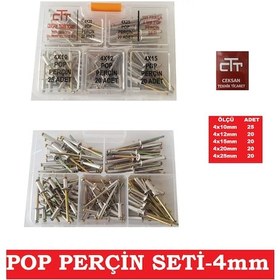 Resim Perçin Seti-Çap 4 MM-Boy Çeşitli Pop Perçin 105 Parça 