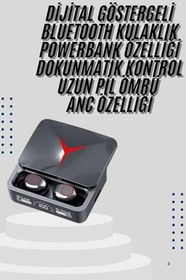 Resim Kablosuz Bluetooth Kulaklık Powerbank Özellikli Göstergeli Hd Mikrofon 