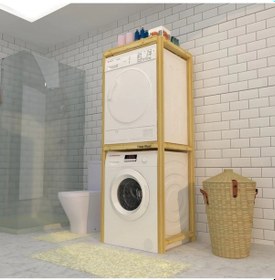 Resim Çamaşır Ve Kurutma Makinesi Için Banyo Rafı Çok Renkli 