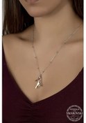 Resim Gumush Swarovski Crystal Taşlı Top Zincir Mercan Gümüş Kadın Kolye 
