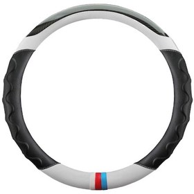 Resim Yeiuyi Yuvarlak Karbon Fiber Dikiş Rengi Araba Direksiyon Simidi Kılıfı Beyaz 