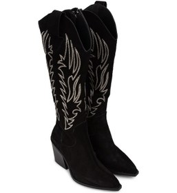 Resim Deery Kadın Hakiki Süet Siyah Western Çizme - Z1614zsyhc01 Siyah 
