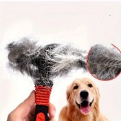 Resim Kalın Tüylü Köpekler İçin Ergonomik Çift Sıralı Çelik Tarak - Golden Retrieverlar, Samoyedler & Büyük Irklar İçin İdeal - Dökülme ve Dolaşıklığı Gidermek İçin Kırmızı Saplı Etkili Evcil Hayvan Bakım Aracı, Köpek Bakımı 