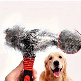 Resim Kalın Tüylü Köpekler İçin Ergonomik Çift Sıralı Çelik Tarak - Golden Retrieverlar, Samoyedler & Büyük Irklar İçin İdeal - Dökülme ve Dolaşıklığı Gidermek İçin Kırmızı Saplı Etkili Evcil Hayvan Bakım Aracı, Köpek Bakımı 