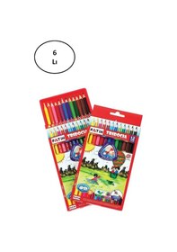 Resim Fatih Kuru Boya Kalemi Tridocia Üçgen Mercanlı Tam Boy 12 Renk 6'lı 