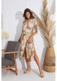 Resim Sevim Kadın Kısa Kol Uzun Bej Kimono C9t5n651 001 