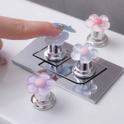 Resim 2 adet Zarif Çiçekli Karikatür Tuvalet Çıkarma Kolları - Pastel Çiçek ve Kelebek Tasarımı ile Kolay Basın Banyo Aksesuarları, Modern Banyolar için Dayanıklı Plastik, Tuvalet Kılıfı Kapakları 