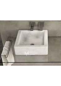 Resim Beyaz Mermer Küp Lavabo 