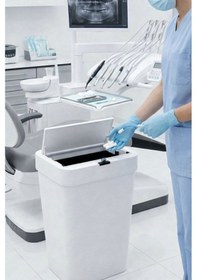 Resim 50 Litre Kızıl Ötesi Sensörlü Otomatik Çöp Kovası Ofis Mutfak Banyo Antibakteriyel Çöp Kovası Beyaz Siyah 
