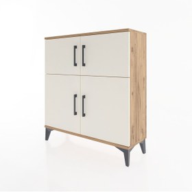 Resim Arges Şifonyer 3 Raflı 4 Kapaklı 88x30x96 - Antrasit / Çam 