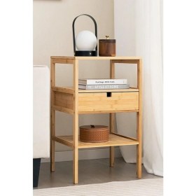 Resim Digithome Bambu Raflı Çekmeceli Başucu Yatak Odası Yan Sehpa Şifonyer Düzenleyici Komodin DB-0047 